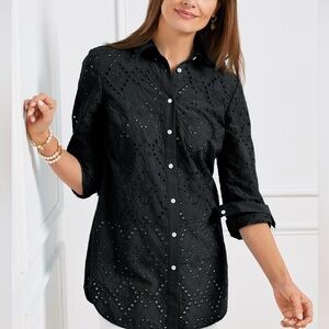 Talbots Eyelet Boyfriend Shirt